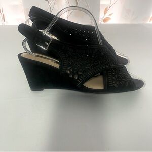 Aubrey Lynn “Veronica”, Slip On Wedge, Open Toe Shoe, Size 7.5M